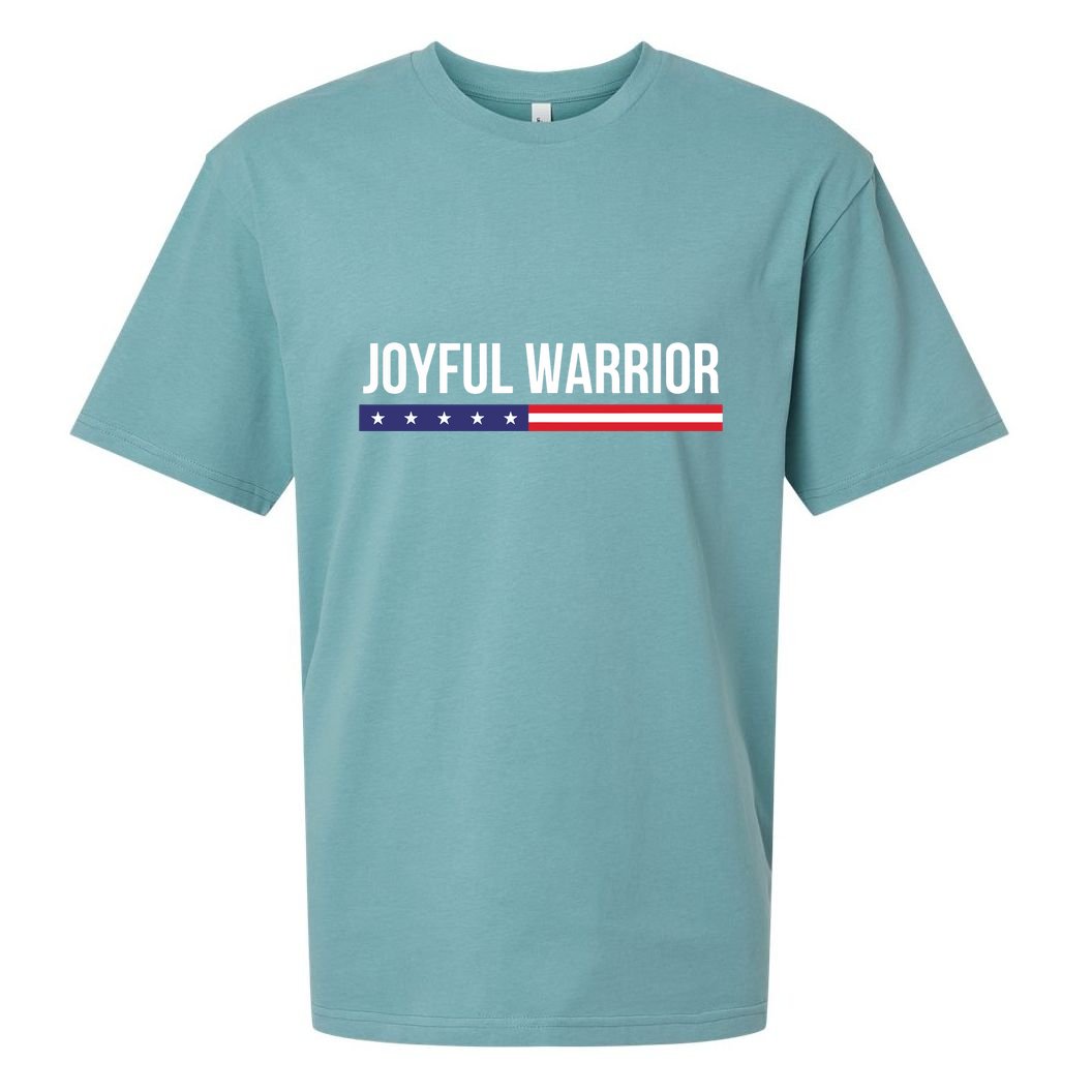 Joyful Warrior Funny Retro Inspired Quote Saying Gifts Sueded Cloud Jersey T-Shirt