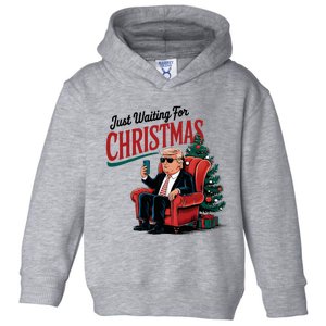 Just Waiting For Christmas Trump Funny Vote For Trump Xmas Toddler Hoodie