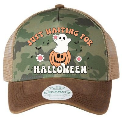 Just Waiting For Halloween Pumpkkin Cute Ghost Gift Legacy Tie Dye Trucker Hat