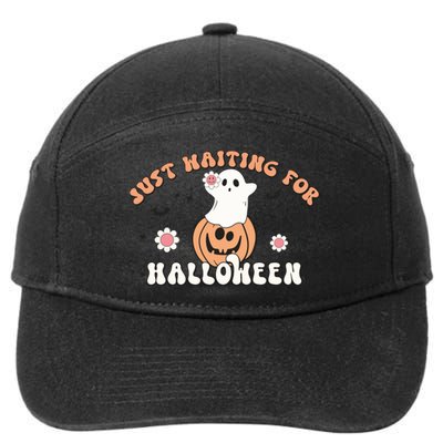 Just Waiting For Halloween Pumpkkin Cute Ghost Gift 7-Panel Snapback Hat