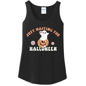 Just Waiting For Halloween Pumpkkin Cute Ghost Gift Ladies Essential Tank