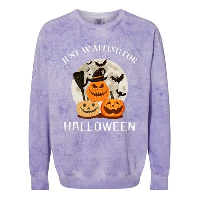 Just Waiting For Halloween Pumpkins Colorblast Crewneck Sweatshirt