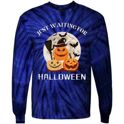 Just Waiting For Halloween Pumpkins Tie-Dye Long Sleeve Shirt