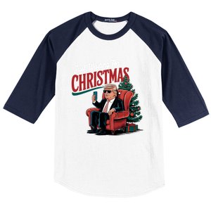 Just Waiting For Christmas Xmas Trump Pajamas Santa Holiday Cool Gift Baseball Sleeve Shirt