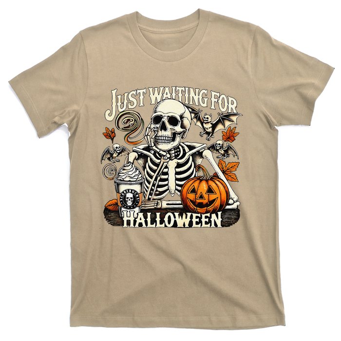 Just Waiting For Halloween Skeleton Summerween T-Shirt