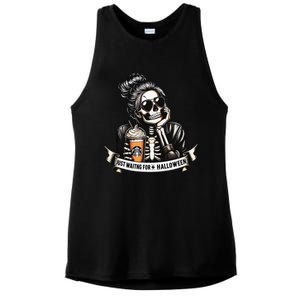 Just Waiting For Halloween Spooky Season Skeleton Coffee Ladies PosiCharge Tri-Blend Wicking Tank