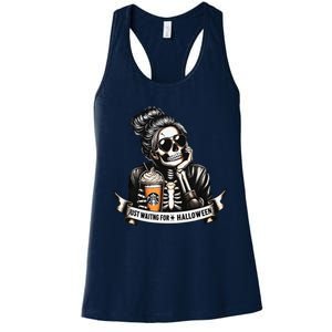 Just Waiting For Halloween Spooky Season Skeleton Coffee Women's Racerback Tank