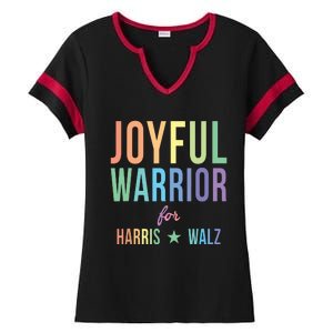 Joyful Warrior For Kamala Harris Tim Walz 2024 Ladies Halftime Notch Neck Tee