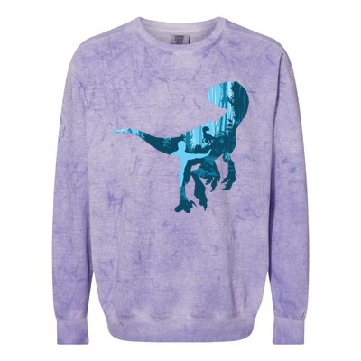 Jurassic World Fallen Kingdom: Blue Dinosaur Tee Colorblast Crewneck Sweatshirt