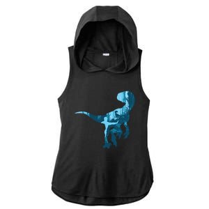 Jurassic World Fallen Kingdom: Blue Dinosaur Tee Ladies PosiCharge Tri-Blend Wicking Draft Hoodie Tank