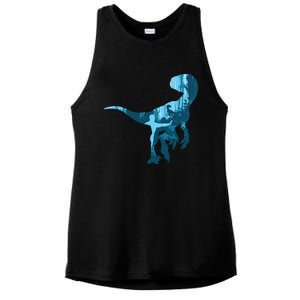 Jurassic World Fallen Kingdom: Blue Dinosaur Tee Ladies PosiCharge Tri-Blend Wicking Tank