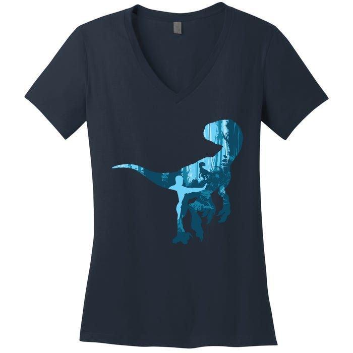 Jurassic World Fallen Kingdom: Blue Dinosaur Tee Women's V-Neck T-Shirt