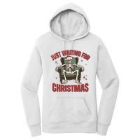 Just Waiting For Christmas Skeleton Holiday Season Xmas Holiday Santa Hat Women's Pullover Hoodie