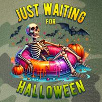 Just Waiting For Halloween Spooky Skeleton Summer Funny Legacy Tie Dye Trucker Hat