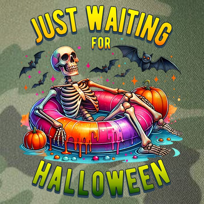 Just Waiting For Halloween Spooky Skeleton Summer Funny Legacy Tie Dye Trucker Hat