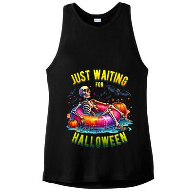 Just Waiting For Halloween Spooky Skeleton Summer Funny Ladies PosiCharge Tri-Blend Wicking Tank