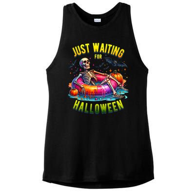 Just Waiting For Halloween Spooky Skeleton Summer Funny Ladies PosiCharge Tri-Blend Wicking Tank