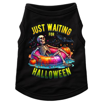 Just Waiting For Halloween Spooky Skeleton Summer Funny Doggie Tank