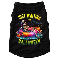 Just Waiting For Halloween Spooky Skeleton Summer Funny Doggie Tank