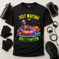 Just Waiting For Halloween Spooky Skeleton Summer Funny Performance Shirt