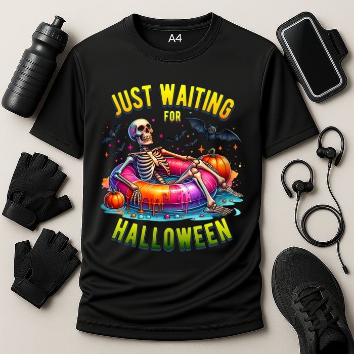 Just Waiting For Halloween Spooky Skeleton Summer Funny Performance Shirt