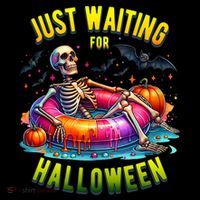 Just Waiting For Halloween Spooky Skeleton Summer Funny Performance Shirt