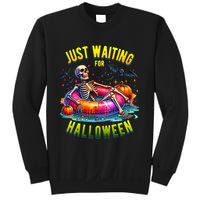 Just Waiting For Halloween Spooky Skeleton Summer Funny Sweatshirt