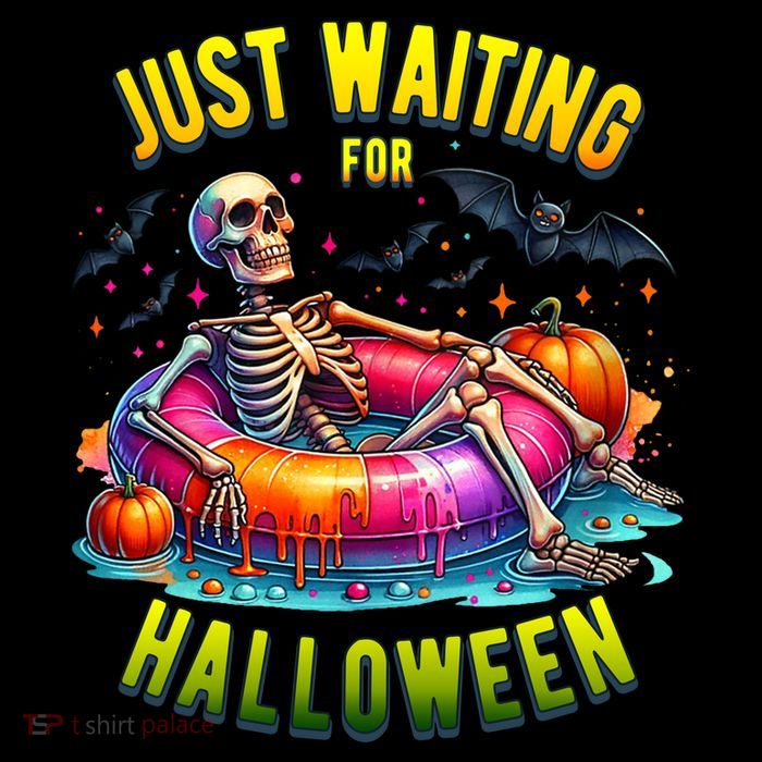 Just Waiting For Halloween Spooky Skeleton Summer Funny Impact Tech Backpack