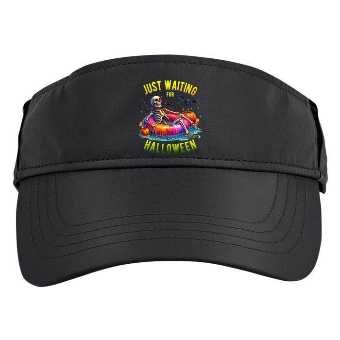 Just Waiting For Halloween Spooky Skeleton Summer Funny Adult Drive Performance Visor