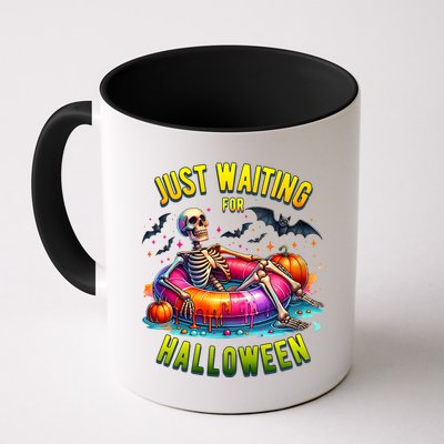 Just Waiting For Halloween Spooky Skeleton Summer Funny Mug