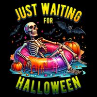 Just Waiting For Halloween Spooky Skeleton Summer Funny 16 in Basic Backpack