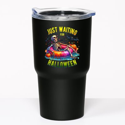 Just Waiting For Halloween Spooky Skeleton Summer Funny Tumbler
