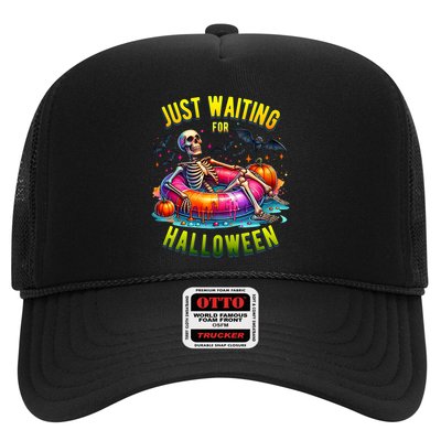 Just Waiting For Halloween Spooky Skeleton Summer Funny Trucker Hat