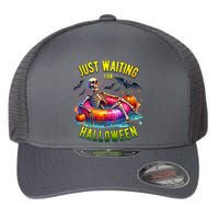 Just Waiting For Halloween Spooky Skeleton Summer Funny Flexfit Unipanel Trucker Cap