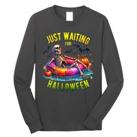 Just Waiting For Halloween Spooky Skeleton Summer Funny Long Sleeve Shirt