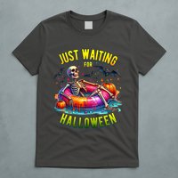 Just Waiting For Halloween Spooky Skeleton Summer Funny T-Shirt