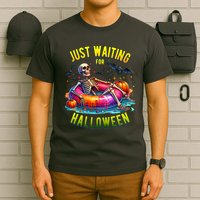 Just Waiting For Halloween Spooky Skeleton Summer Funny T-Shirt