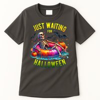 Just Waiting For Halloween Spooky Skeleton Summer Funny Tall T-Shirt