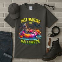 Just Waiting For Halloween Spooky Skeleton Summer Funny Tall T-Shirt