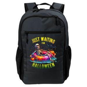 Just Waiting For Halloween Spooky Skeleton Summer Funny Daily Commute Backpack