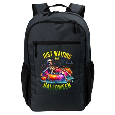 Just Waiting For Halloween Spooky Skeleton Summer Funny Backpack