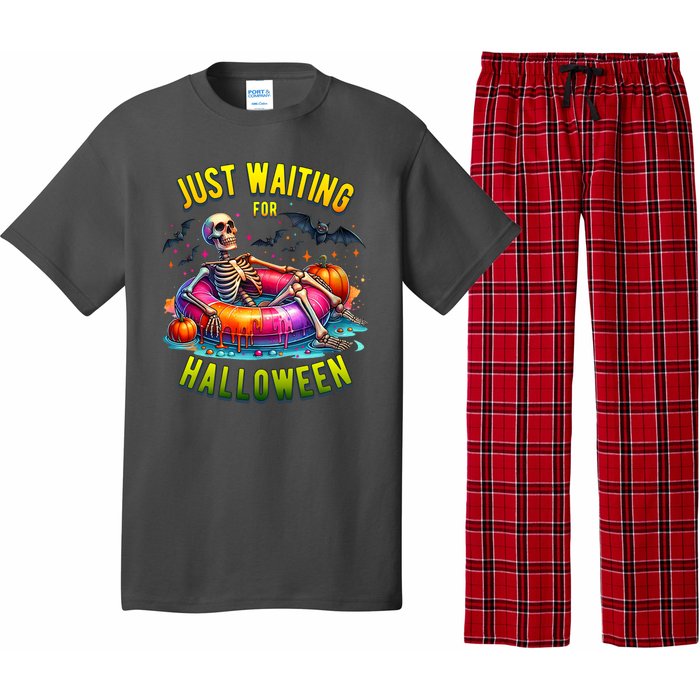 Just Waiting For Halloween Spooky Skeleton Summer Funny Pajama Set