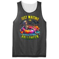 Just Waiting For Halloween Spooky Skeleton Summer Funny Mesh Reversible Basketball Jersey Tank