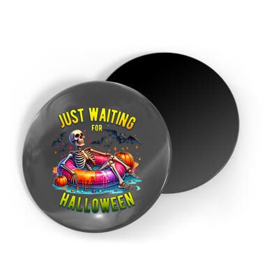 Just Waiting For Halloween Spooky Skeleton Summer Funny Magnet
