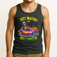Just Waiting For Halloween Spooky Skeleton Summer Funny Tank Top