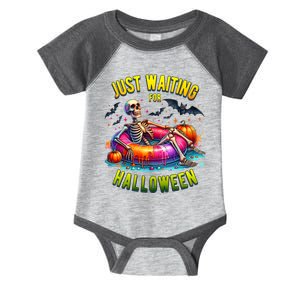 Just Waiting For Halloween Spooky Skeleton Summer Funny Infant Baby Jersey Bodysuit