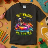 Just Waiting For Halloween Spooky Skeleton Summer Funny Kids T-Shirt