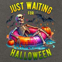 Just Waiting For Halloween Spooky Skeleton Summer Funny Cotton Canvas Backpack