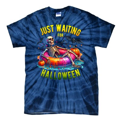 Just Waiting For Halloween Spooky Skeleton Summer Funny Tie-Dye T-Shirt