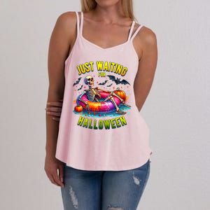 Just Waiting For Halloween Spooky Skeleton Summer Funny Women's Strappy Tank